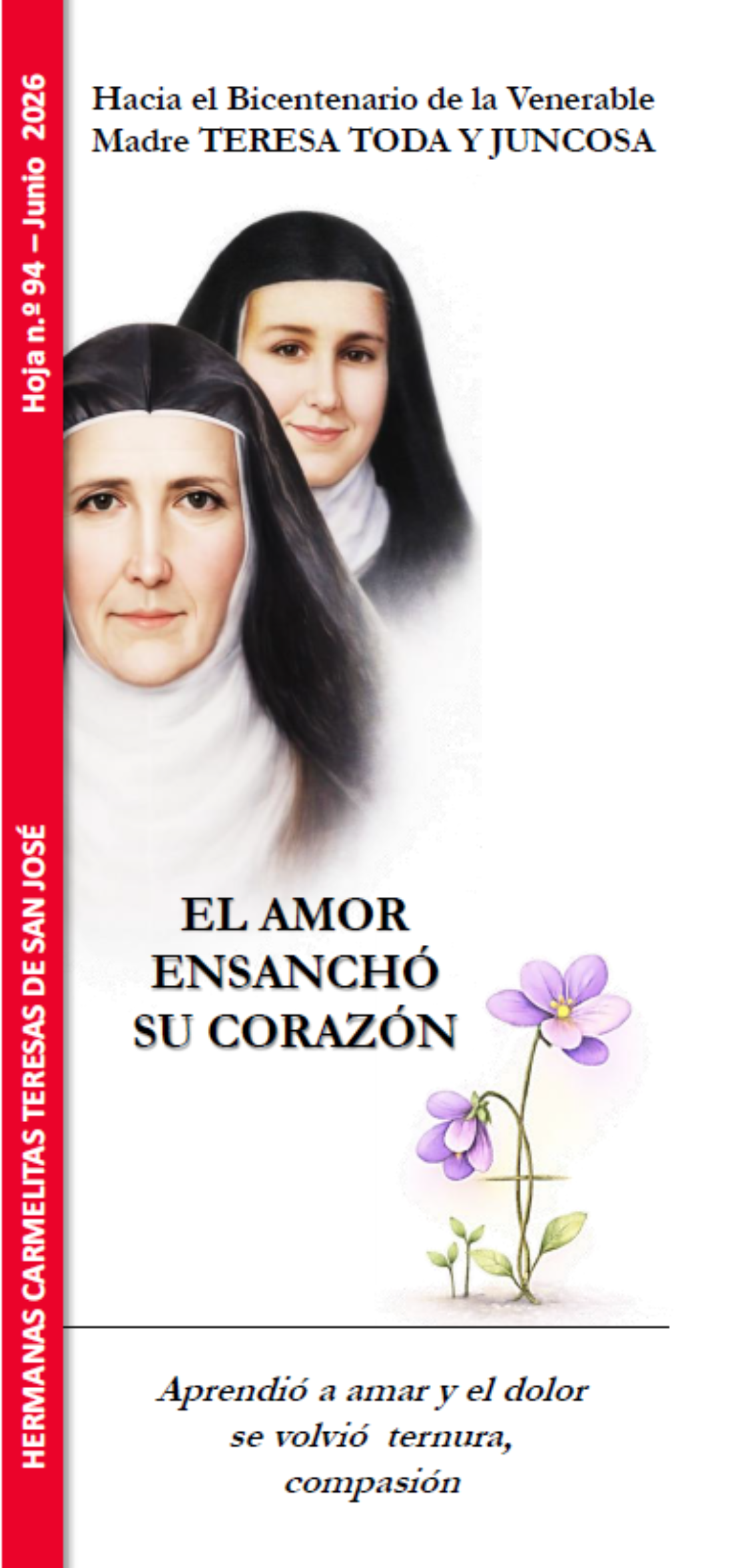 Hoja informativa 94.  Hacia el bicentenario de la Venerable Madre Teresa Toda (Castellano)